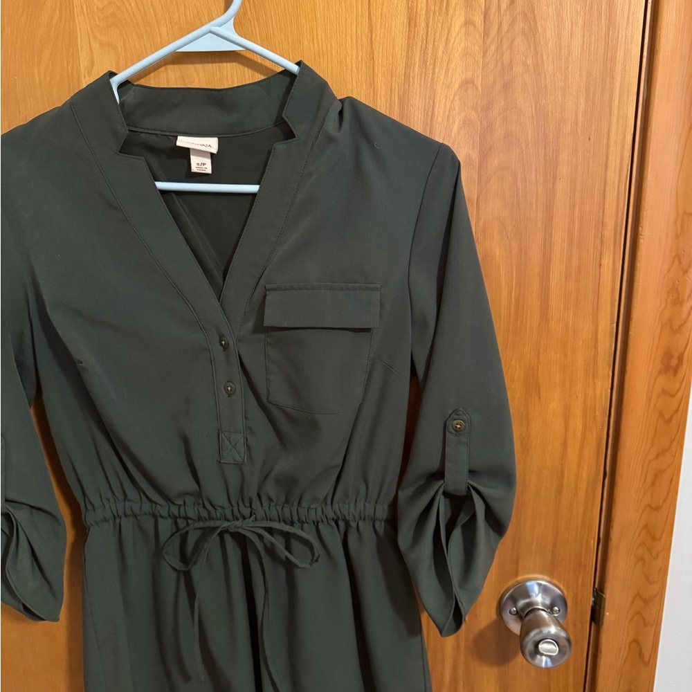 Olive Green Button-Up Dress
